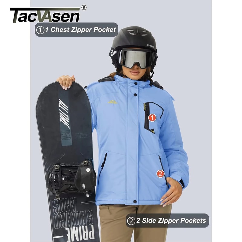 TACVASEN Women Winter Ski Snowboard Jacket With Thermal Fleece And Waterproof Design 2