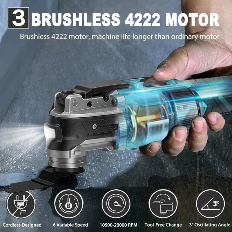 Cordless Oscillating Multi Tool With Six Speed Settings Compatible With 18V Lithium Ion Battery 4