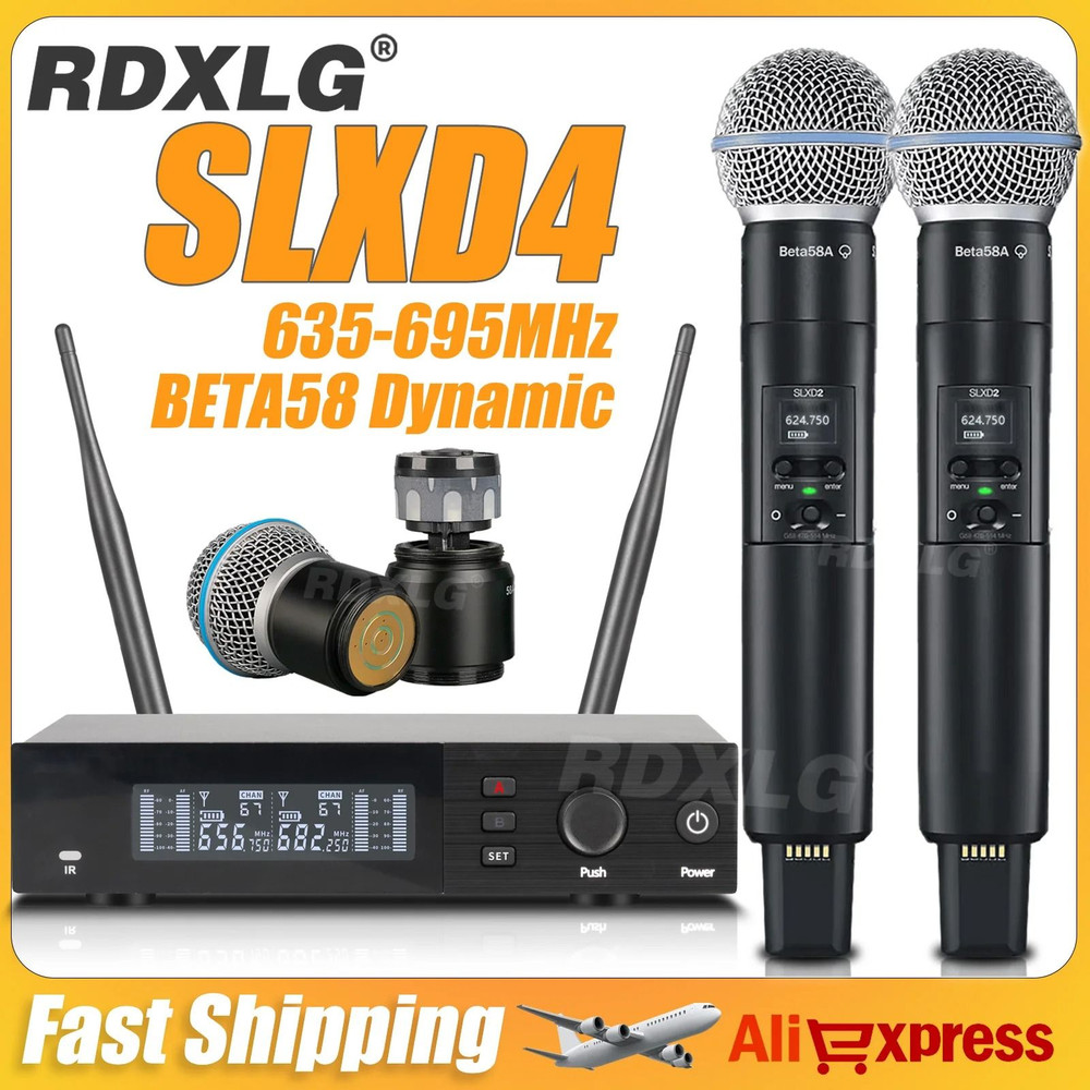 SLXD4 Professional Dual Wireless Microphone System With Two Handheld UHF Microphones 0