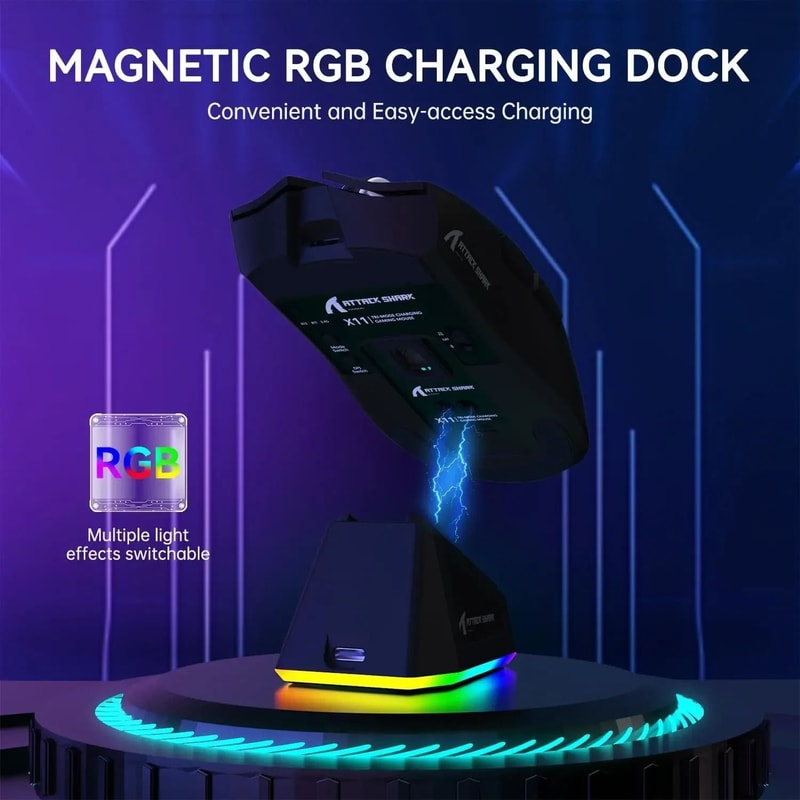 Attack Shark X11 Wireless Gaming Mouse With RGB Charging Dock 3