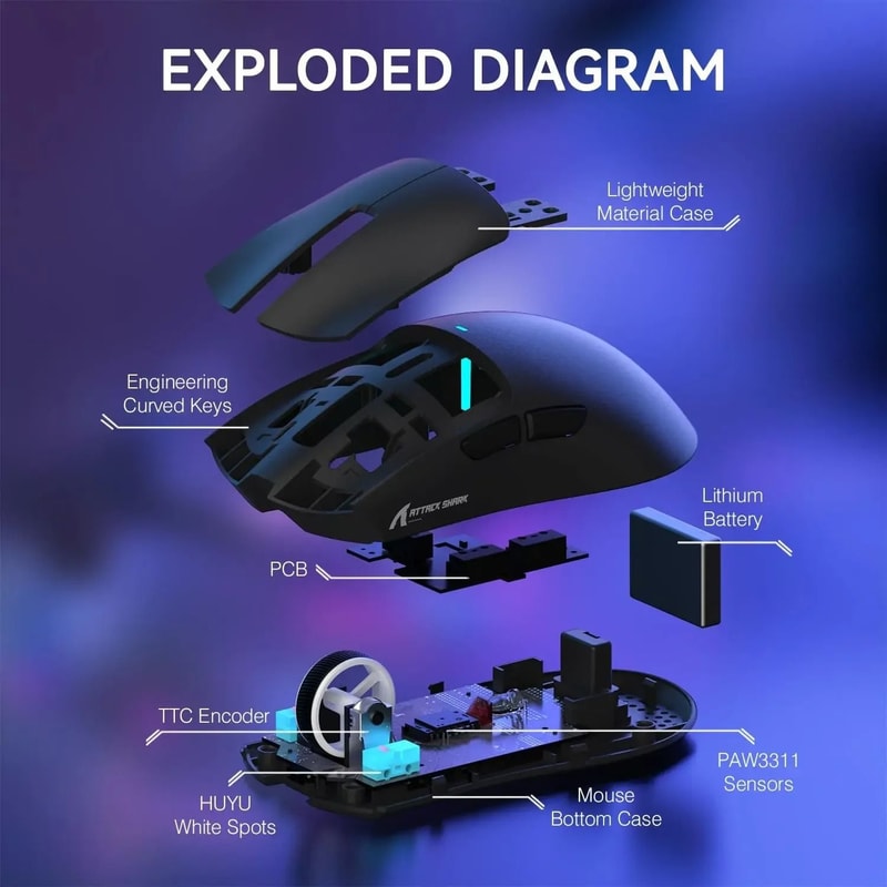 Attack Shark X11 Wireless Gaming Mouse With RGB Charging Dock 5