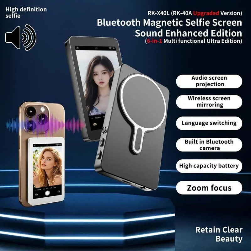Selfie Monitor Screen Rear Portable Vlog Display With Magnetic Mount For Phone Camera 2