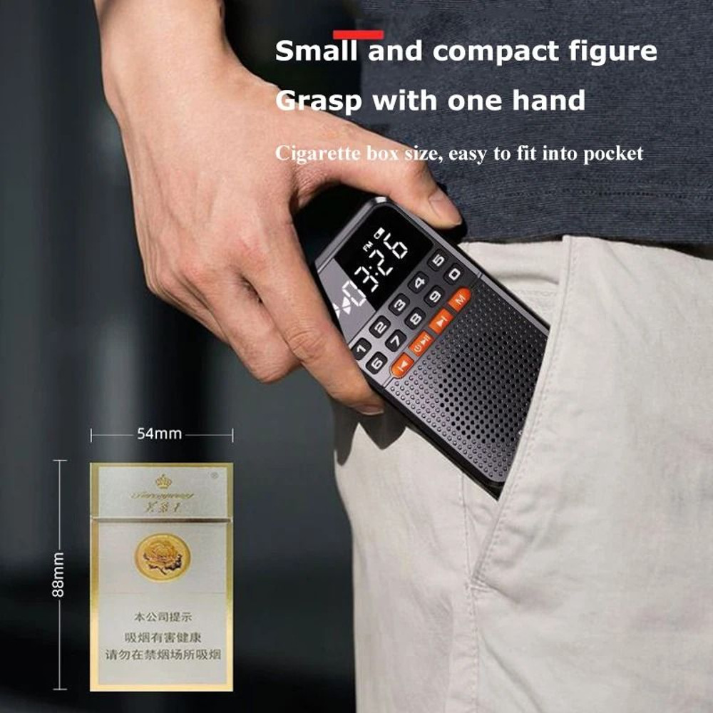 Mini Portable Pocket Radio With Dual Antenna Bluetooth Speaker And LED Display 3