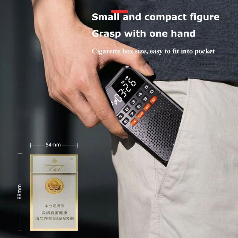 Mini Portable Pocket Radio With Dual Antenna Bluetooth Speaker And LED Display 3