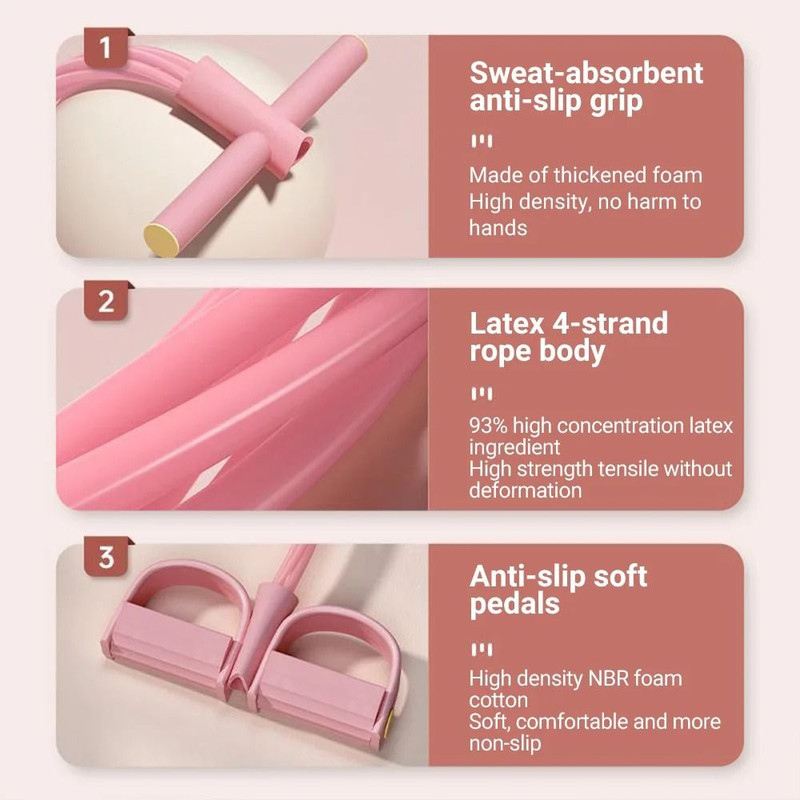 6 Tube Resistance Band Fitness Rope With Pedal Puller For Yoga And Gym Exercises 4