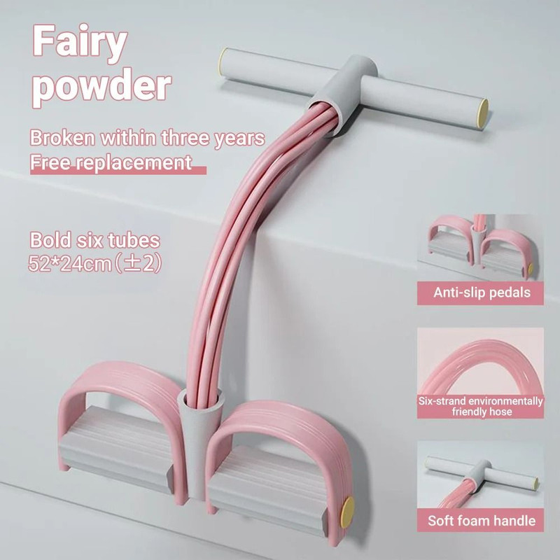 6 Tube Resistance Band Fitness Rope With Pedal Puller For Yoga And Gym Exercises 7