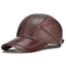 Mens Real Leather Earflap Cap Cowhide Baseball Hat For Fall And Winter 1