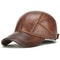 Mens Real Leather Earflap Cap Cowhide Baseball Hat For Fall And Winter 7