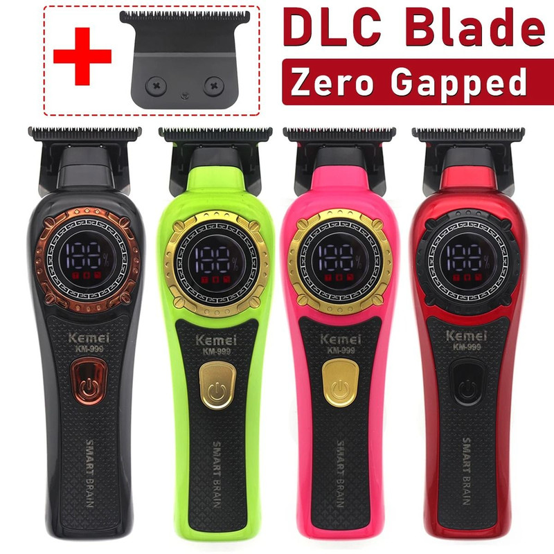 Kemei KM 999 Cordless Hair Trimmer With DLC T Blade Zero Gapped Design And LED Display 0