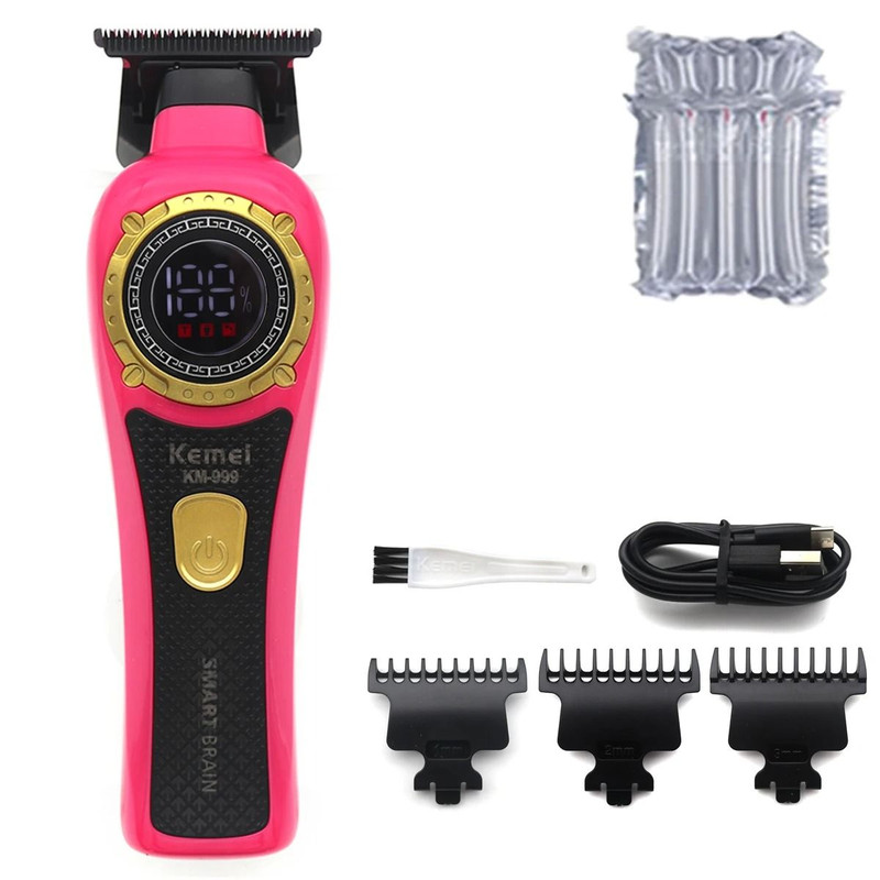 Kemei KM 999 Cordless Hair Trimmer With DLC T Blade Zero Gapped Design And LED Display 10