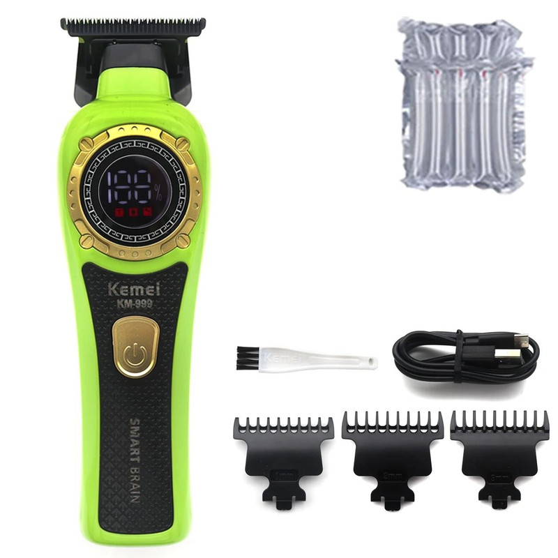 Kemei KM 999 Cordless Hair Trimmer With DLC T Blade Zero Gapped Design And LED Display 8