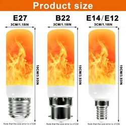 led flame effect bulb e14 e27 b22 base flickering flame lamp light