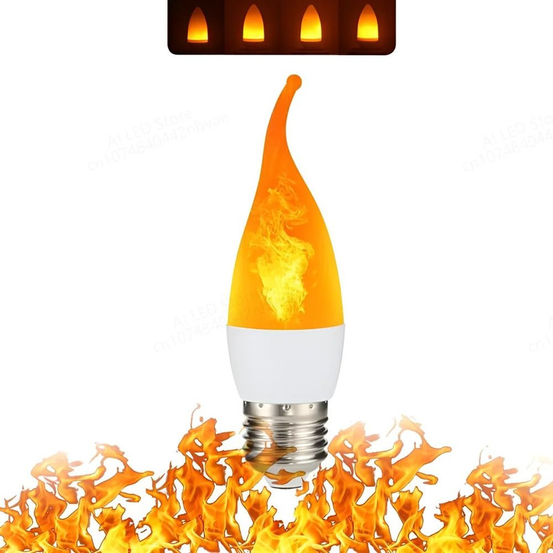 LED Flame Effect Bulb E14 E27 B22 Base Flickering Flame Lamp Light 10