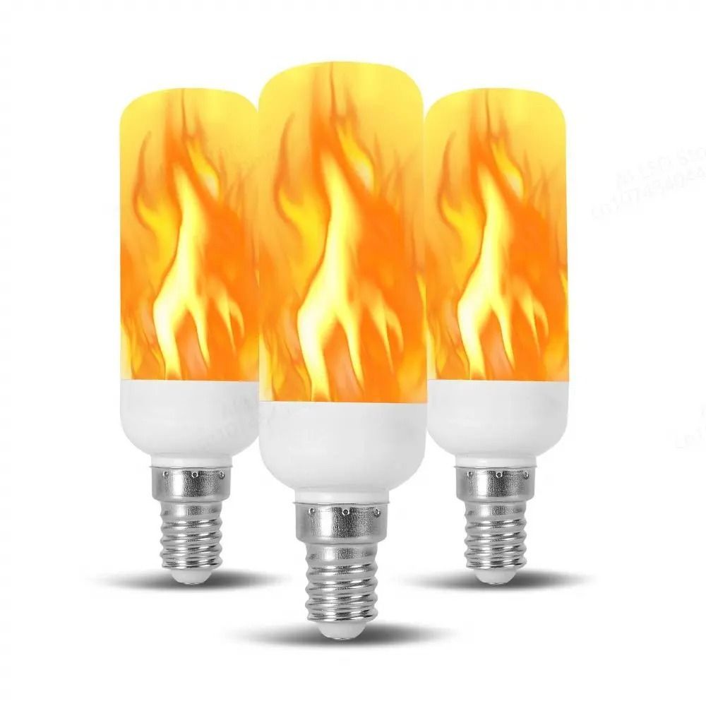 LED Flame Effect Bulb E14 E27 B22 Base Flickering Flame Lamp Light 1