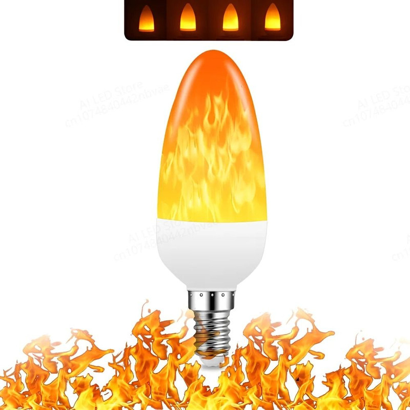 LED Flame Effect Bulb E14 E27 B22 Base Flickering Flame Lamp Light 7