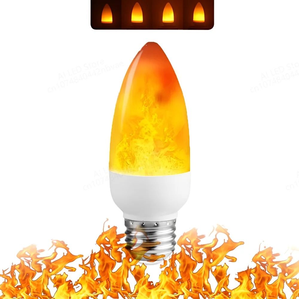 LED Flame Effect Bulb E14 E27 B22 Base Flickering Flame Lamp Light 8