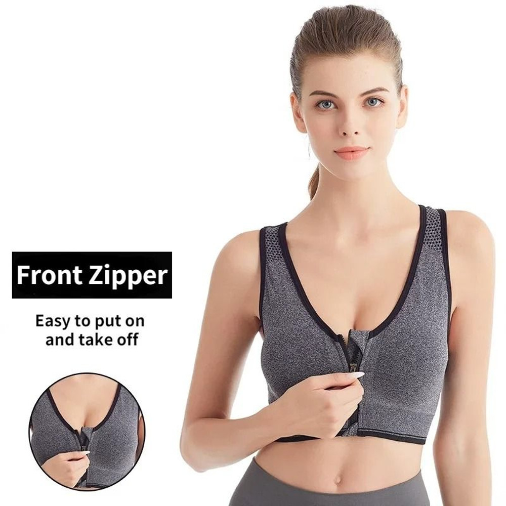 Sports Bra Women Front Zipper Shockproof Crop Top For Gym Yoga And Fitness 1