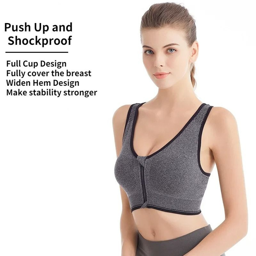 Sports Bra Women Front Zipper Shockproof Crop Top For Gym Yoga And Fitness 3