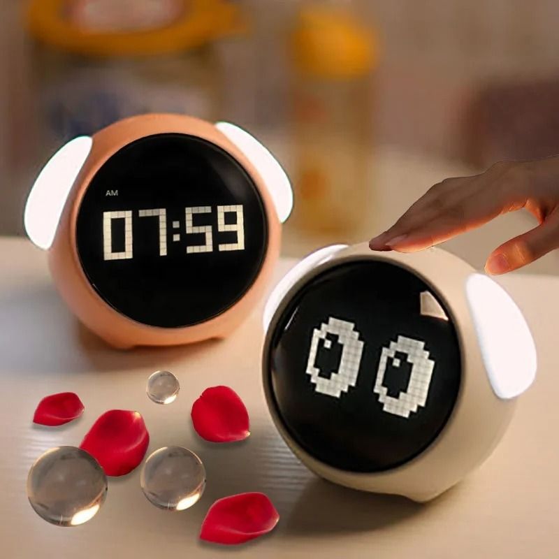 Child Alarm Clock Digital Emotion Table Clock With Light Cute Cartoon Alarm Clock For Kids 0