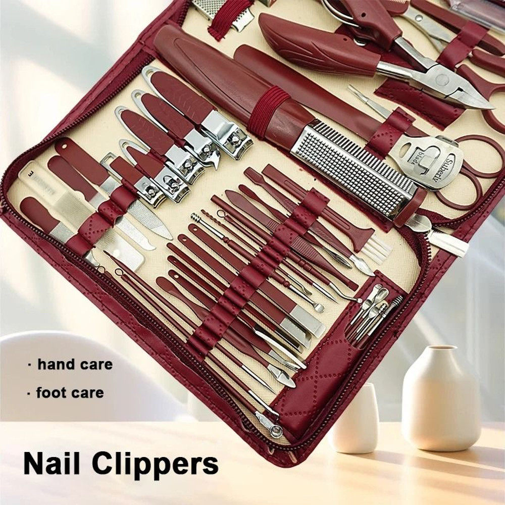 42 Piece Stainless Steel Manicure Pedicure Set With Zipper Case 1