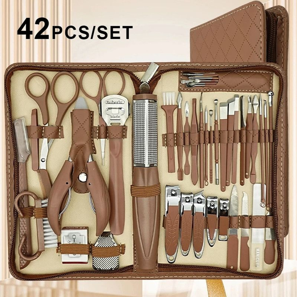 42 Piece Stainless Steel Manicure Pedicure Set With Zipper Case 6