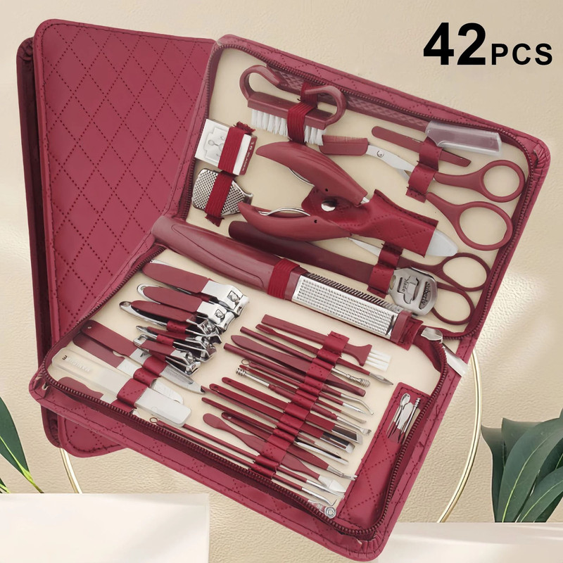 42 Piece Stainless Steel Manicure Pedicure Set With Zipper Case 7