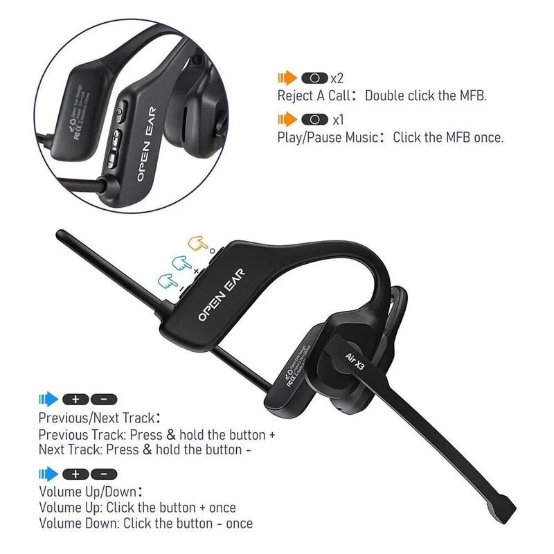 Wireless Open Ear Bluetooth Headset With Noise Canceling Microphone 5