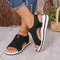 Womens Elastic Knit Platform Sandals With Wedge Heel 2
