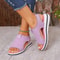 Womens Elastic Knit Platform Sandals With Wedge Heel 8