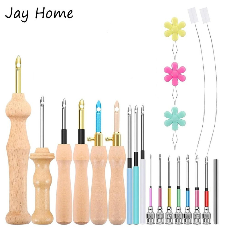 Embroidery Punch Needle Kit With 13 Tools And Wooden Handle 0