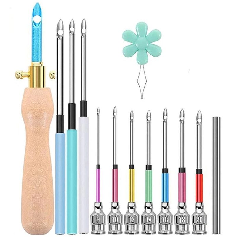 Embroidery Punch Needle Kit With 13 Tools And Wooden Handle 1