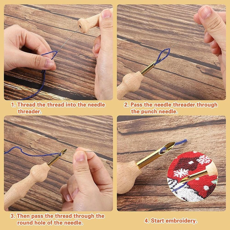 Embroidery Punch Needle Kit With 13 Tools And Wooden Handle 3