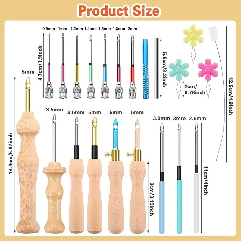 Embroidery Punch Needle Kit With 13 Tools And Wooden Handle 4