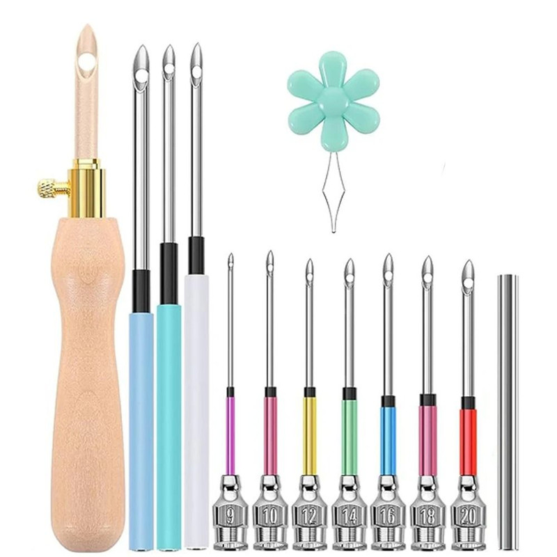 Embroidery Punch Needle Kit With 13 Tools And Wooden Handle 7
