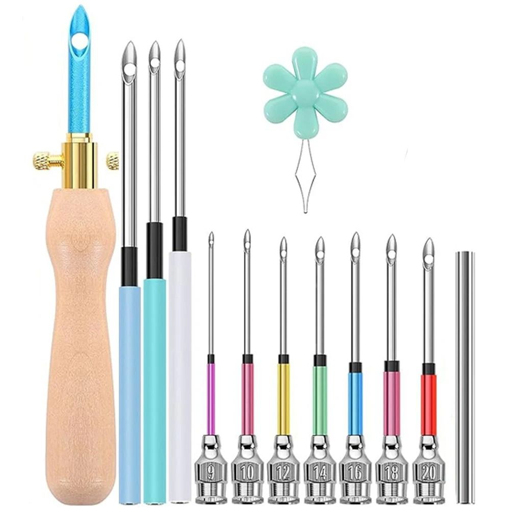 Embroidery Punch Needle Kit With 13 Tools And Wooden Handle 8