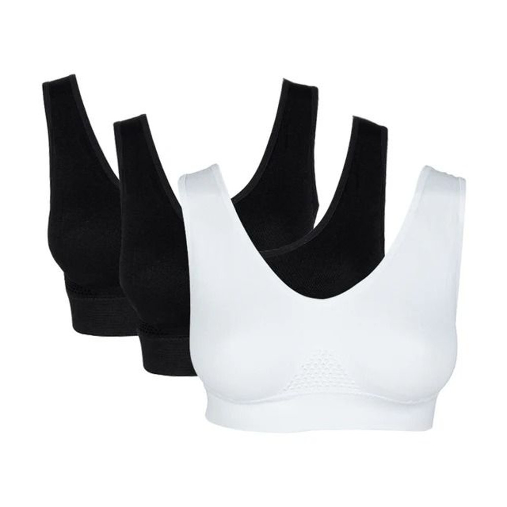 Womens Sports Bra 3 Pack Plus Size Wireless With Removable Pads 17