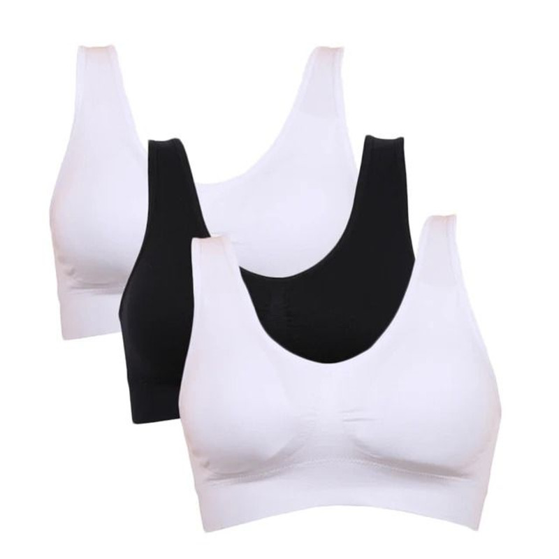 Womens Sports Bra 3 Pack Plus Size Wireless With Removable Pads 7