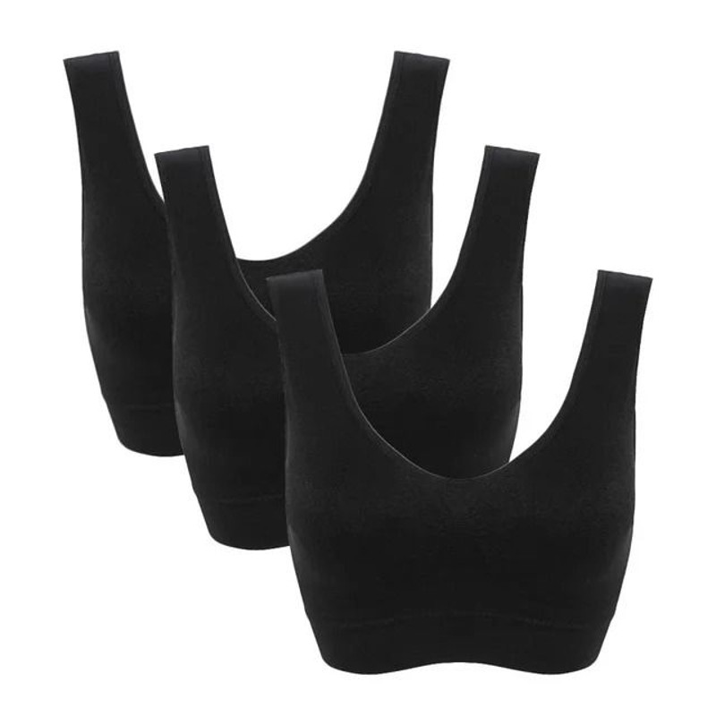 Womens Sports Bra 3 Pack Plus Size Wireless With Removable Pads 19