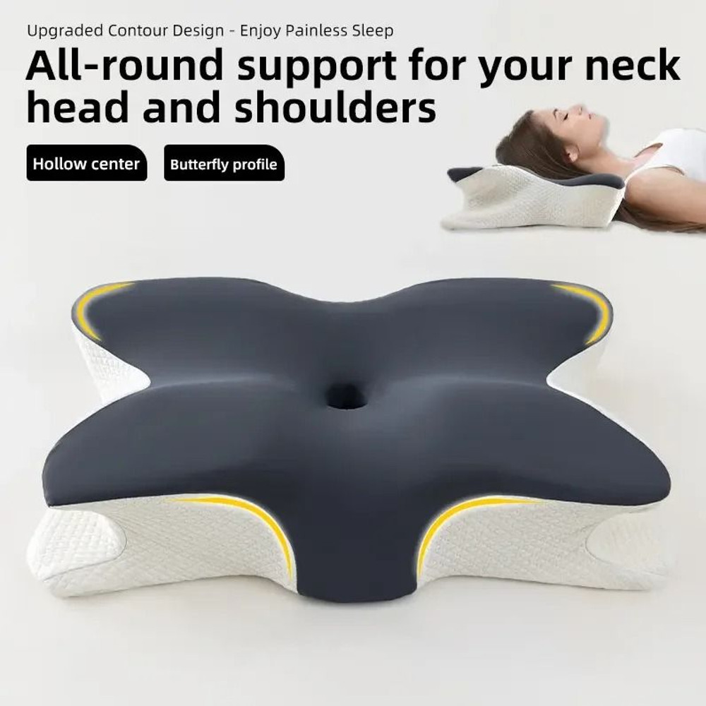 Butterfly Shape Memory Foam Pillow For Neck Protection And Cervical Support 0