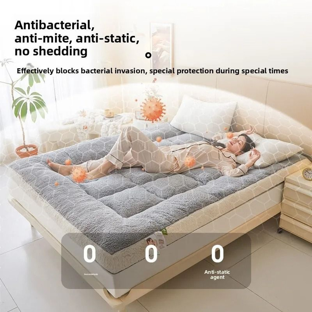 Thiened Lamb Velvet Mattress Pad Warm Soft Foldable Bedding For Home And Dorm 2