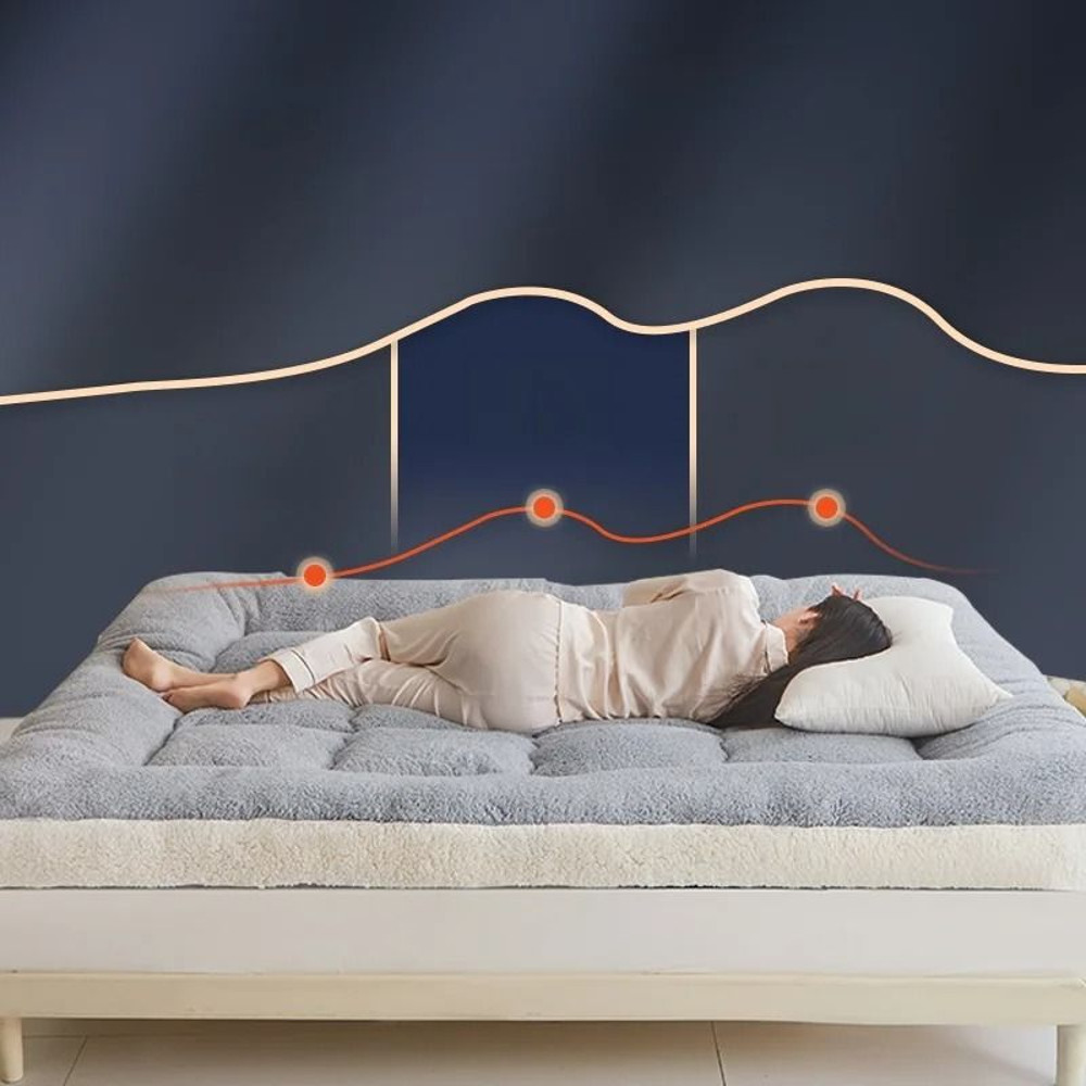 Thiened Lamb Velvet Mattress Pad Warm Soft Foldable Bedding For Home And Dorm 4