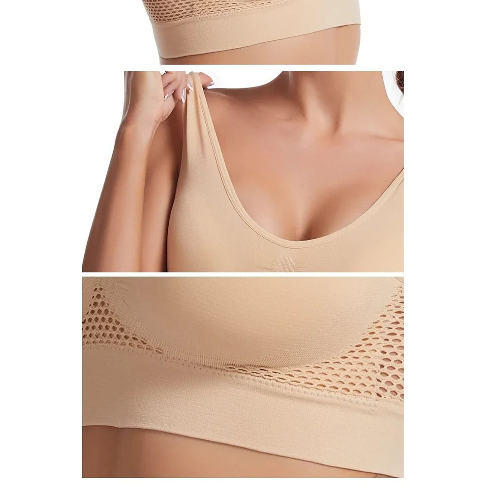 Womens Seamless Sports Bra With Breathable Mesh And Wirefree Support 4