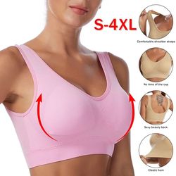 women plus size seamless wire free bra with padded comfort support