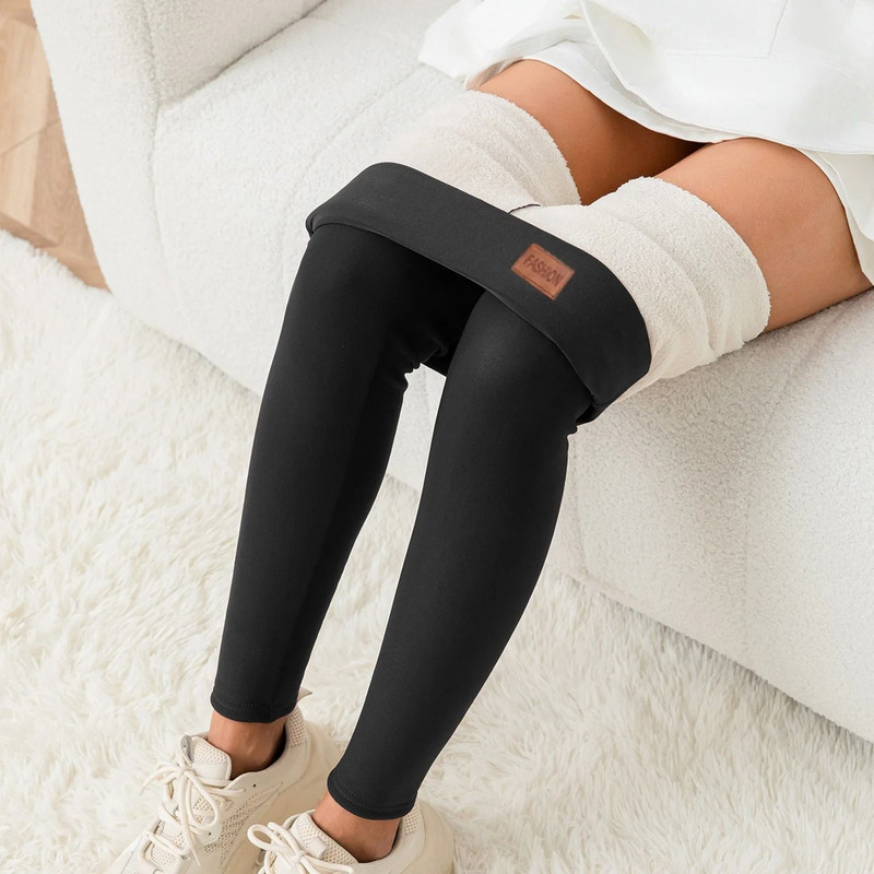 Women High Waist Thermal Fleece Lined Winter Warm Leggings 6