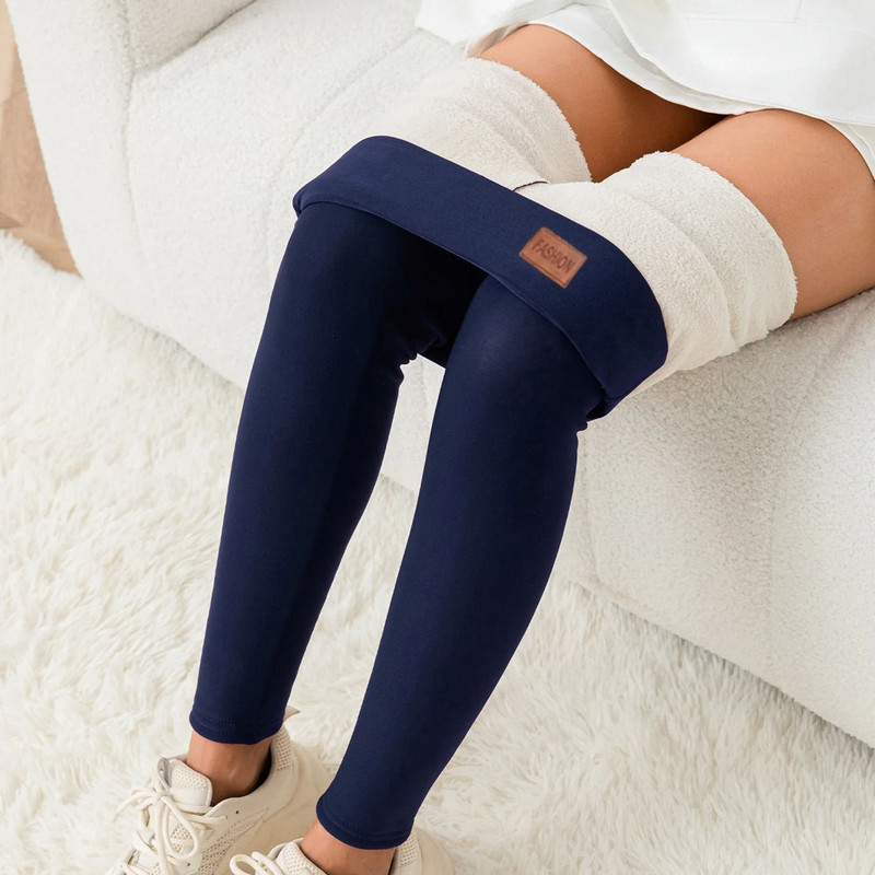 Women High Waist Thermal Fleece Lined Winter Warm Leggings 8