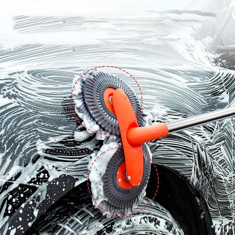Car Wash Mop Long Handle Retractable Cleaning Brush With Microfiber Head For Cars Boats RV Trucks 0
