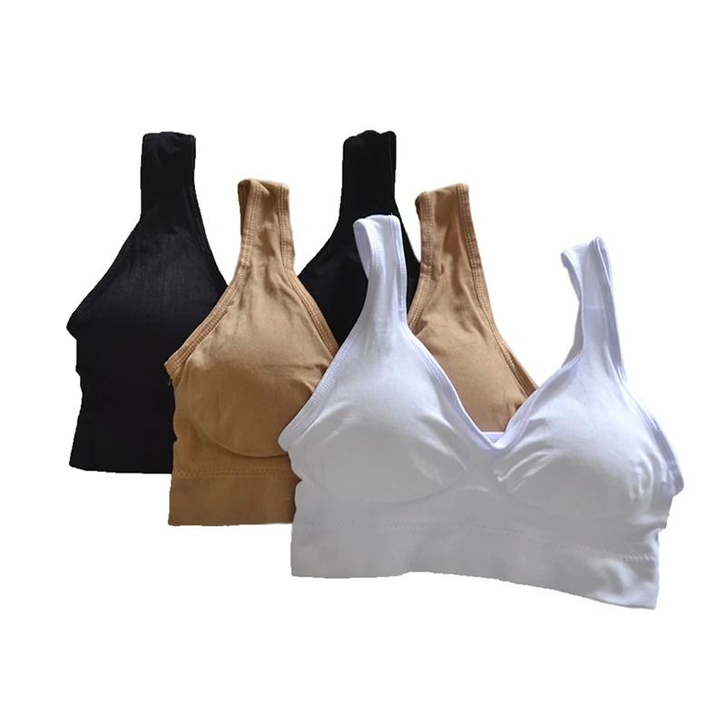 3pc Active Bra Set Wireless Push Up Seamless Plus Size Fitness Bra 0