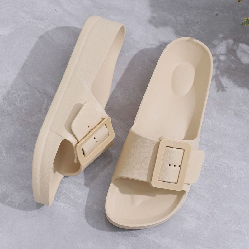 Women Platform Buckle Slip On Sandals Thick Sole Lightweight Beach Slippers 5