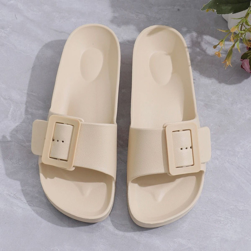 Women Platform Buckle Slip On Sandals Thick Sole Lightweight Beach Slippers 7