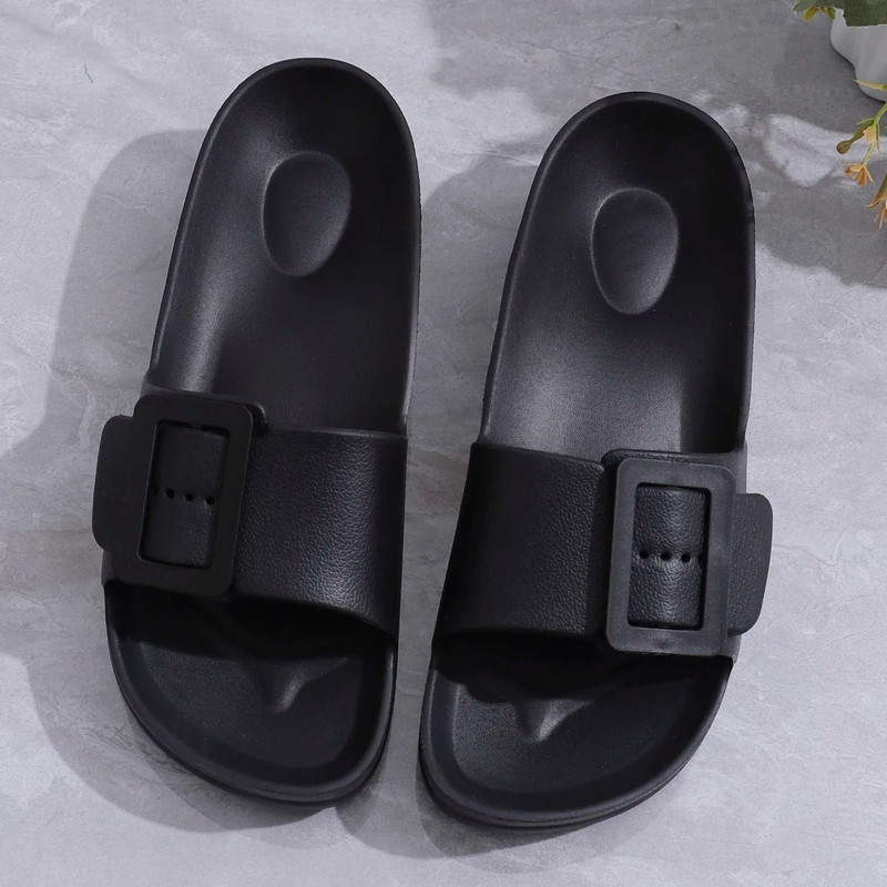 Women Platform Buckle Slip On Sandals Thick Sole Lightweight Beach Slippers 8